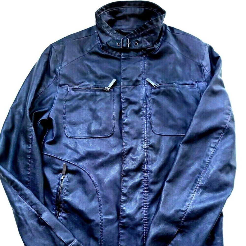 Zara Men's Black Jacket Faux Leather Jacket